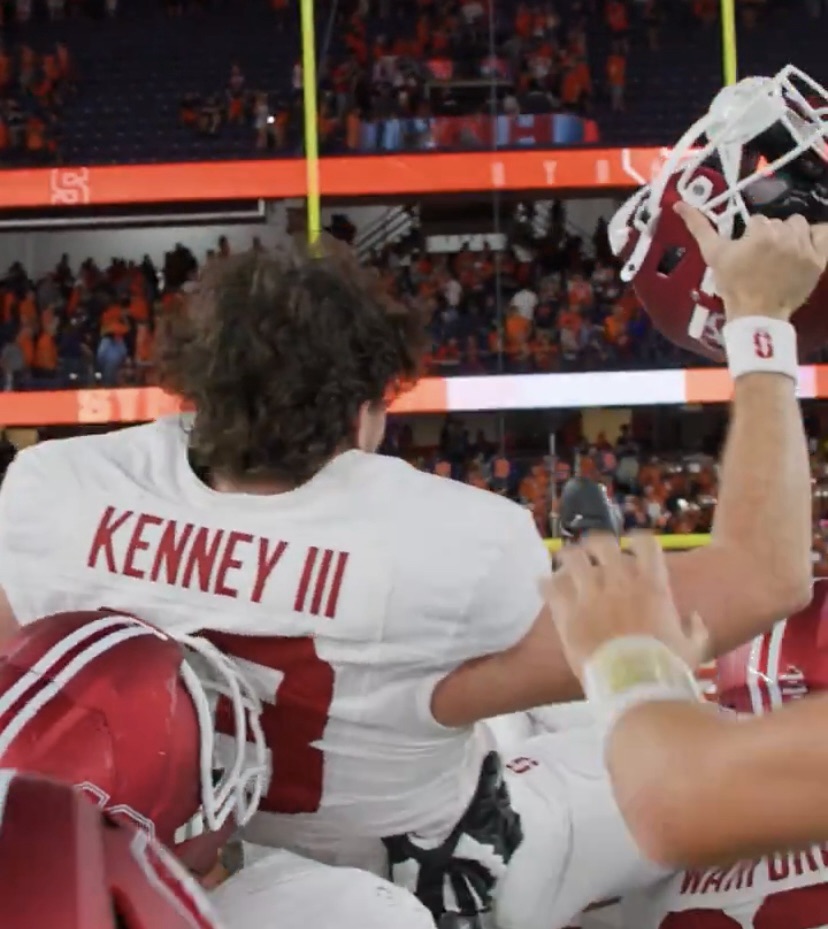 Stanford Kicker Emmett Kenney hits a last second field goal to give Stanford the victory over Syracuse, and their first win in the ACC.